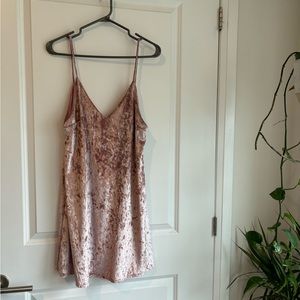 Cute pink velvet style mini dress